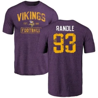 John Randle Minnesota Vikings Purple Distressed Name & Number Tri-Blend T-Shirt