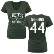 John Riggins Women's New York Jets Green Distressed Name & Number Tri-Blend V-Neck T-Shirt