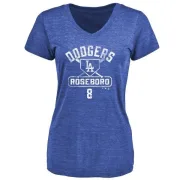 John Roseboro Women's Los Angeles Dodgers Base Runner Tri-Blend T-Shirt - Royal