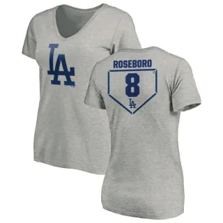 John Roseboro Women's Los Angeles Dodgers RBI Slim Fit V-Neck T-Shirt - Heathered Gray