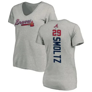 John Smoltz Women's Atlanta Braves Backer Slim Fit T-Shirt - Ash