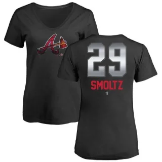 John Smoltz Women's Atlanta Braves Midnight Mascot V-Neck T-Shirt - Black