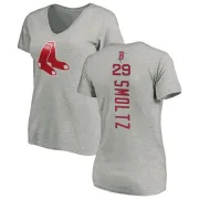 John Smoltz Women's Boston Red Sox Backer Slim Fit T-Shirt - Ash