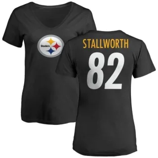 John Stallworth Women's Pittsburgh Steelers Name & Number Logo Slim Fit T-Shirt - Black