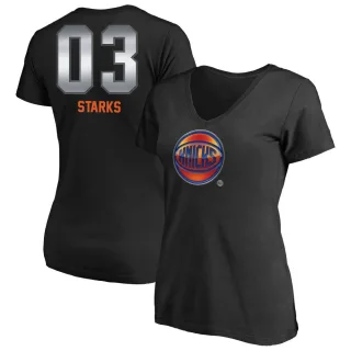 John Starks Women's New York Knicks Black Midnight Mascot T-Shirt