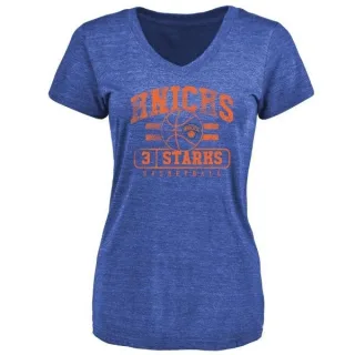 John Starks Women's New York Knicks Royal Baseline Tri-Blend T-Shirt