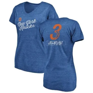 John Starks Women's New York Knicks Royal Sideline Tri-Blend V-Neck T-Shirt