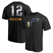 John Stockton Utah Jazz Black Midnight Mascot T-Shirt