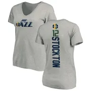 John Stockton Women's Utah Jazz Ash Backer T-Shirt