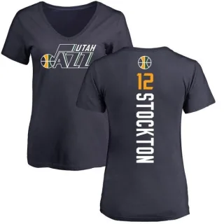 John Stockton Women's Utah Jazz Navy Backer T-Shirt