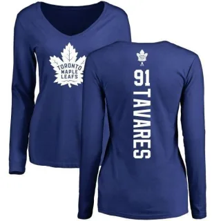 John Tavares Women's Toronto Maple Leafs Backer V-Neck Long-Sleeve T-Shirt - Royal