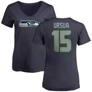 John Ursua Women's Seattle Seahawks Name & Number Logo Slim Fit T-Shirt - Navy