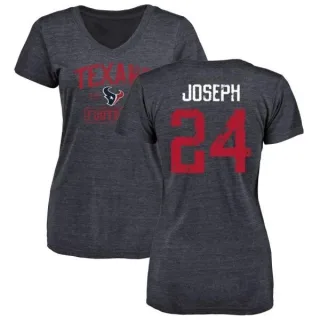 Johnathan Joseph Women's Houston Texans Navy Distressed Name & Number Tri-Blend V-Neck T-Shirt