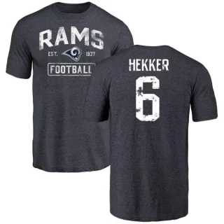 Johnny Hekker Los Angeles Rams Distressed Name & Number Tri-Blend T-Shirt - Navy