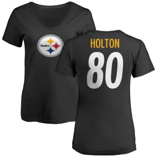 Johnny Holton Women's Pittsburgh Steelers Name & Number Logo Slim Fit T-Shirt - Black