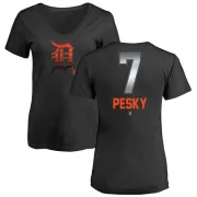 Johnny Pesky Women's Detroit Tigers Midnight Mascot V-Neck T-Shirt - Black