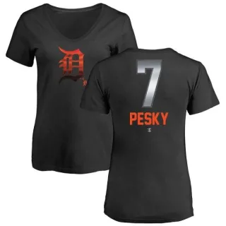 Johnny Pesky Women's Detroit Tigers Midnight Mascot V-Neck T-Shirt - Black