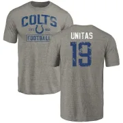 Johnny Unitas Indianapolis Colts Gray Distressed Name & Number Tri-Blend T-Shirt