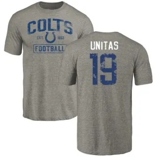 Johnny Unitas Indianapolis Colts Gray Distressed Name & Number Tri-Blend T-Shirt