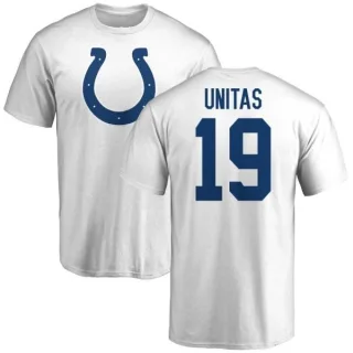 Johnny Unitas Indianapolis Colts Name & Number Logo T-Shirt - White