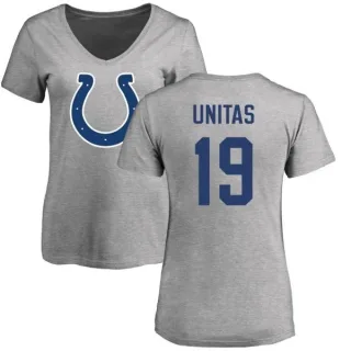 Johnny Unitas Women's Indianapolis Colts Name & Number Logo Slim Fit T-Shirt - Ash