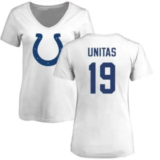 Johnny Unitas Women's Indianapolis Colts Name & Number Logo Slim Fit T-Shirt - White