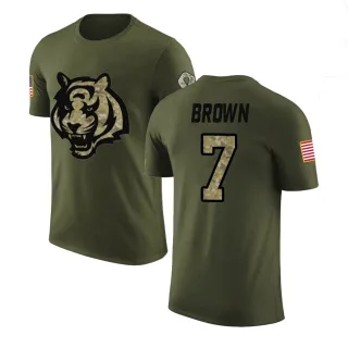 Jon Brown Cincinnati Bengals Olive Salute to Service Legend T-Shirt