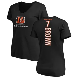 Jon Brown Women's Cincinnati Bengals Backer Slim Fit T-Shirt - Black