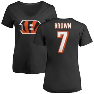 Jon Brown Women's Cincinnati Bengals Name & Number Logo Slim Fit T-Shirt - Black