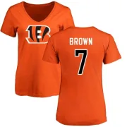 Jon Brown Women's Cincinnati Bengals Name & Number Logo Slim Fit T-Shirt - Orange