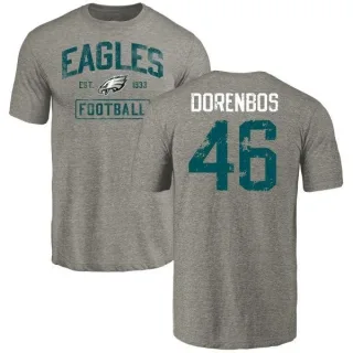 Jon Dorenbos Philadelphia Eagles Gray Distressed Name & Number Tri-Blend T-Shirt