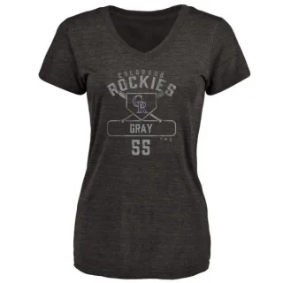 Jon Gray Women's Colorado Rockies Base Runner Tri-Blend T-Shirt - Black