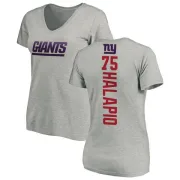 Jon Halapio Women's New York Giants Backer V-Neck T-Shirt - Ash