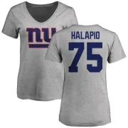 Jon Halapio Women's New York Giants Name & Number Logo Slim Fit T-Shirt - Ash