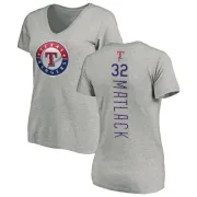 Jon Matlack Women's Texas Rangers Backer Slim Fit T-Shirt - Ash