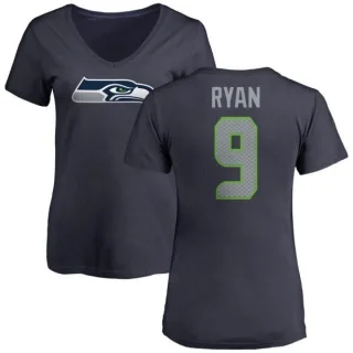 Jon Ryan Women's Seattle Seahawks Name & Number Logo Slim Fit T-Shirt - Navy