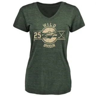 Jonas Brodin Women's Minnesota Wild Insignia Tri-Blend T-Shirt - Green