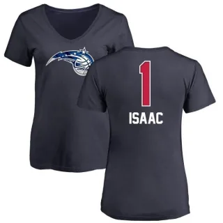 Jonathan Isaac Women's Orlando Magic Navy Name and Number Banner Wave V-Neck T-Shirt