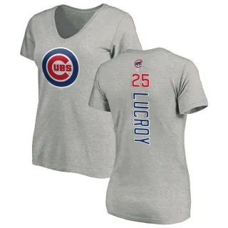 Jonathan Lucroy Women's Chicago Cubs Backer Slim Fit T-Shirt - Ash