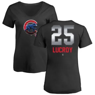 Jonathan Lucroy Women's Chicago Cubs Midnight Mascot V-Neck T-Shirt - Black