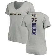 Jonathan Ogden Women's Baltimore Ravens Backer V-Neck T-Shirt - Ash