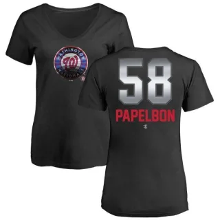 Jonathan Papelbon Women's Washington Nationals Midnight Mascot V-Neck T-Shirt - Black