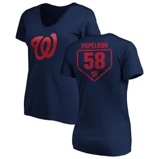 Jonathan Papelbon Women's Washington Nationals RBI Slim Fit V-Neck T-Shirt - Navy