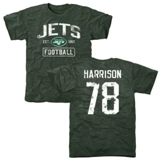 Jonotthan Harrison New York Jets Green Distressed Name & Number Tri-Blend T-Shirt