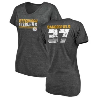 Jordan Dangerfield Women's Pittsburgh Steelers Retro Tri-Blend V-Neck T-Shirt - Black