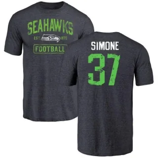 Jordan Simone Seattle Seahawks Navy Distressed Name & Number Tri-Blend T-Shirt