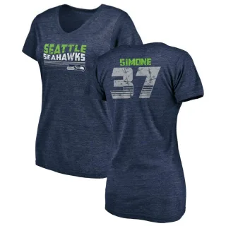 Jordan Simone Women's Seattle Seahawks Retro Tri-Blend V-Neck T-Shirt - College Navy