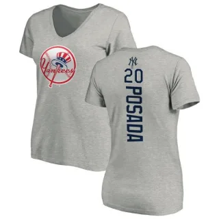 Jorge Posada Women's New York Yankees Backer Slim Fit T-Shirt - Ash