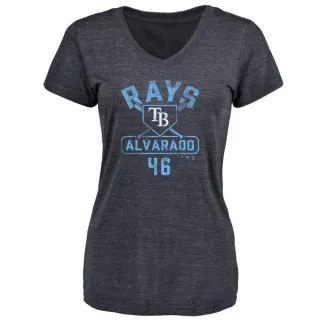 Jose Alvarado Women's Tampa Bay Rays Base Runner Tri-Blend T-Shirt - Navy