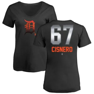 José Cisnero Women's Detroit Tigers Midnight Mascot V-Neck T-Shirt - Black